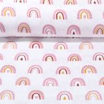 Mousseline de coton bio - Grands arcs Ecru Rose Structure lisse
