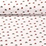 Baumwoll Musselin - Kleine Bögen Ecru Grün Glatte Struktur