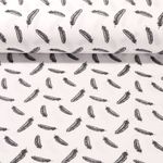 Mousseline de coton - Plumes Blanc Noir Structure lisse