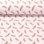 Baumwoll Musselin - Federn Weiß Rost Glatte Struktur