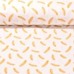 Baumwoll Musselin - Federn Weiß Gelb Glatte Struktur