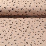 Baumwolle Musselin - Tintenherzen Sand Glatte Struktur