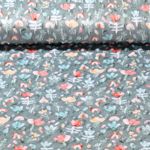 Fleece Minky - Impression numérique Fleurs et arcs-en-ciel Vieux vert