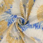 Baumwolle Bestickt - Muscheln Lochstickerei Blau Beige Baumwolle Bestickt - Muscheln Lochstickerei Blau Beige