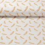 Popeline de coton - Plumes Blanc Ocre