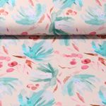 Viskosejersey - Digitaldruck Gemalte Blumen Taupe