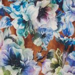 Leinen - Digitaldruck Blüten Braun