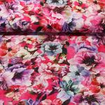 Leinen - Digitaldruck Blüten Pink