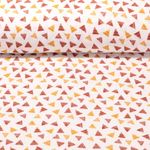 Bio Baumwoll Musselin - Dreiecksstreifen Glatte Struktur Ecru Ocker