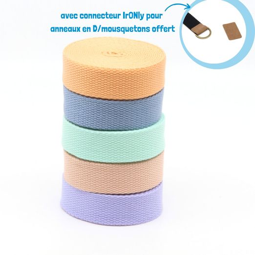 Lot de 5 sangles 25 mm "Soft" - 3m de long - PASTEL