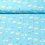 Baumwolle Popeline - Sommergarten Süße Maus Blau