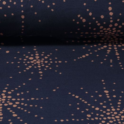 Jersey - Hamburger Liebe Glossy Boom Jacquard Soft Touch Lurex Navy Kupfer