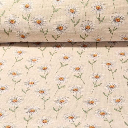 Gobelin - Fleurs sauvages Marguerties Beige