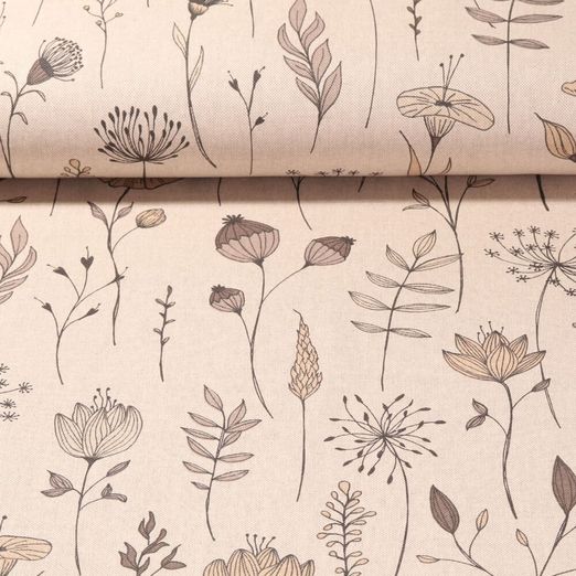 Toile canevas - Coquelicots Beige Effet lin