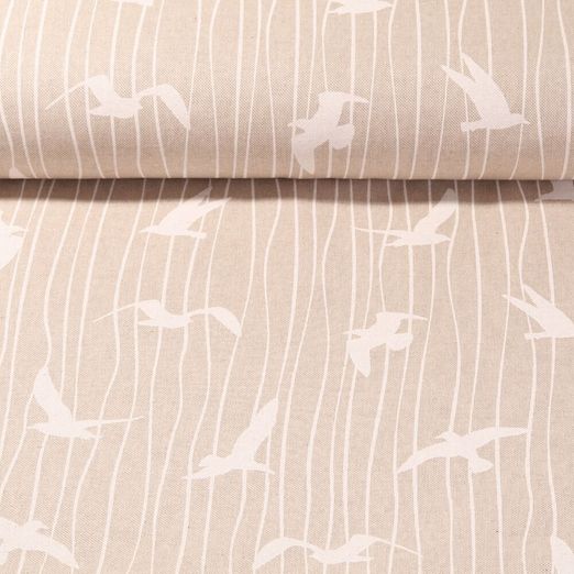 Toile canevas - Mouettes Beige Effet lin