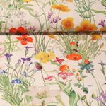 Baumwoll Canvas - Wildblumen Beige Leinenlook