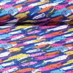Sommersweat - French Terry Bunte Striche Schlingenstruktur Blau