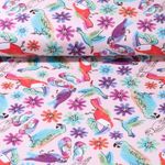 Jersey - Oiseaux peints Impression digitale Rose