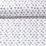 Bio Baumwoll Musselin - Dreiecksstreifen Glatte Struktur Ecru Grün