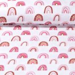 Bio Baumwoll Musselin - Bögen Ecru Rosa Glatte Struktur