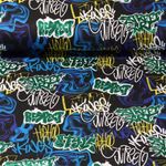 Sweat d&#039;été - French Terry Impression sur film Grafitti Noir Multicolore Structure à boucles