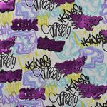 Sommersweat - French Terry Foliendruck Graffiti Weiß Multicolor Schlingenstruktur