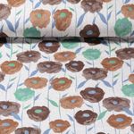 Viskosejersey - Blumen Leinenmix Ecru Blau