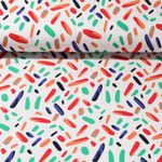 Viskosejersey - Farbstriche Leinenmix Ecru Blau