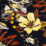 Coton - Satin Stretch Fleurs et Feuilles Navy