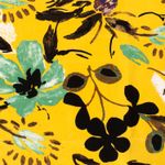 Coton - Satin Stretch fleurs et feuilles jaune Coton - Satin Stretch fleurs et feuilles jaune