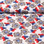 Viskose Popeline - Blumen Weiß Grau