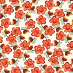 Viskose Popeline - Blumen Weiß Orange