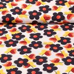 Viskose Popeline - Blumen Weiß Navy