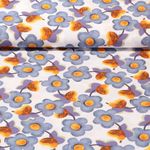 Viskose Popeline - Blumen Weiß Hellblau