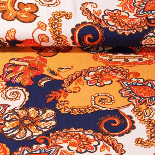 Viskose - Twill Paisley Blumen Gelb