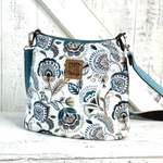 Baumwoll Canvas - Digitaldruck Paisley Blumen Ecru Blau-2