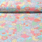 Jersey - Digitaldruck Neon Kritzeleien Stone Wash Optik Grau