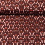 Outdoorstoff - Retroblumen Wasserabweisend Rotbraun