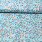 Baumwoll Popeline - Blumenranken Aqua