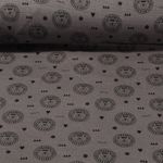 Bio Baumwoll Musselin - Löwen Dunkelgrau Glatte Struktur