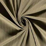 Jersey côtelé - Uni vert olive côte large