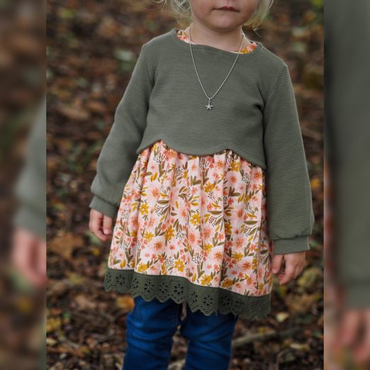 Naiyafly Mädchen-Outfit 2-teilig - Crop Top Langarm & Cami-Kleid Mit Schmetterlings-/Karomuster