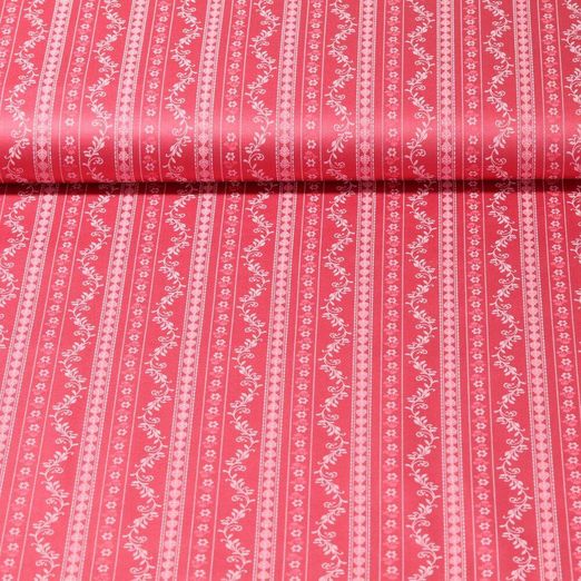 Tissu traditionnel en coton Romantico - Feuilles de vigne Corail