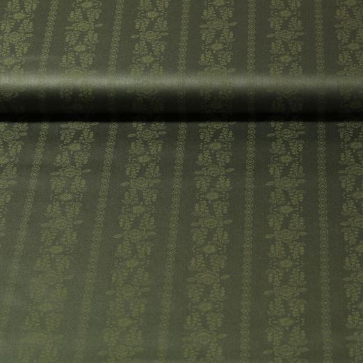 Tissu traditionnel en coton Romantico - Rameaux de fleurs Vert bouteille