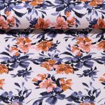 Sommersweat - French Terry Digitaldruck Aquarellblumen Ecru Schlingenstruktur