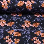 Sommersweat - French Terry Digitaldruck Aquarellblumen Navy Schlingenstruktur