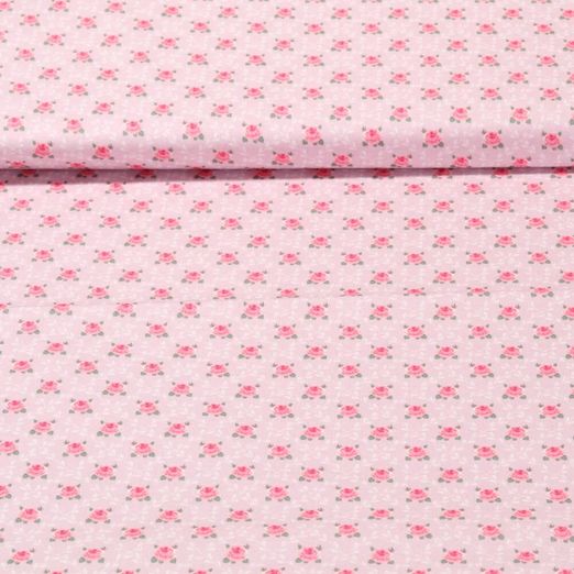 Popeline de coton - Collection Campagne Chic Treillis Rose