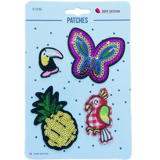 Lot d'écussons thermocollants Papillons Ananas - 4 pièces