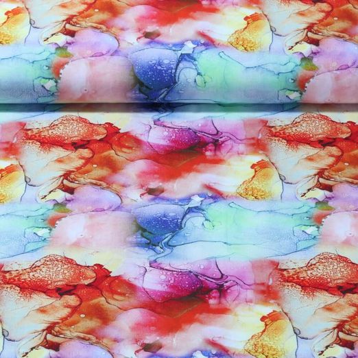 Viskose Popeline - Digitaldruck Wassermalfarben Multicolor