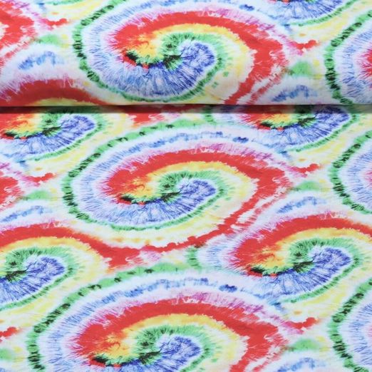 Popeline de viscose - Impression numérique Spirale batik Multicolore